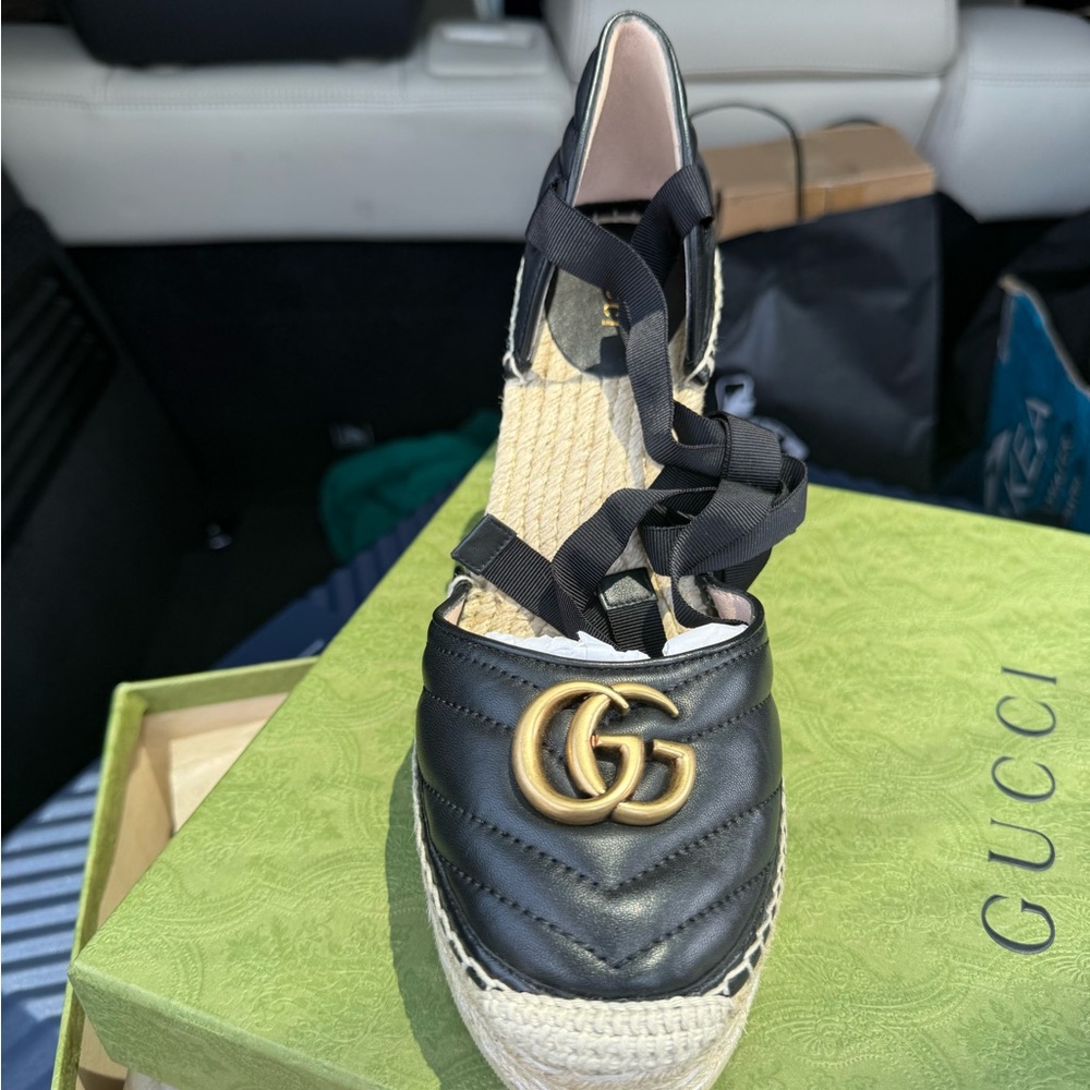 Gucci Black and Gold Espadrilles